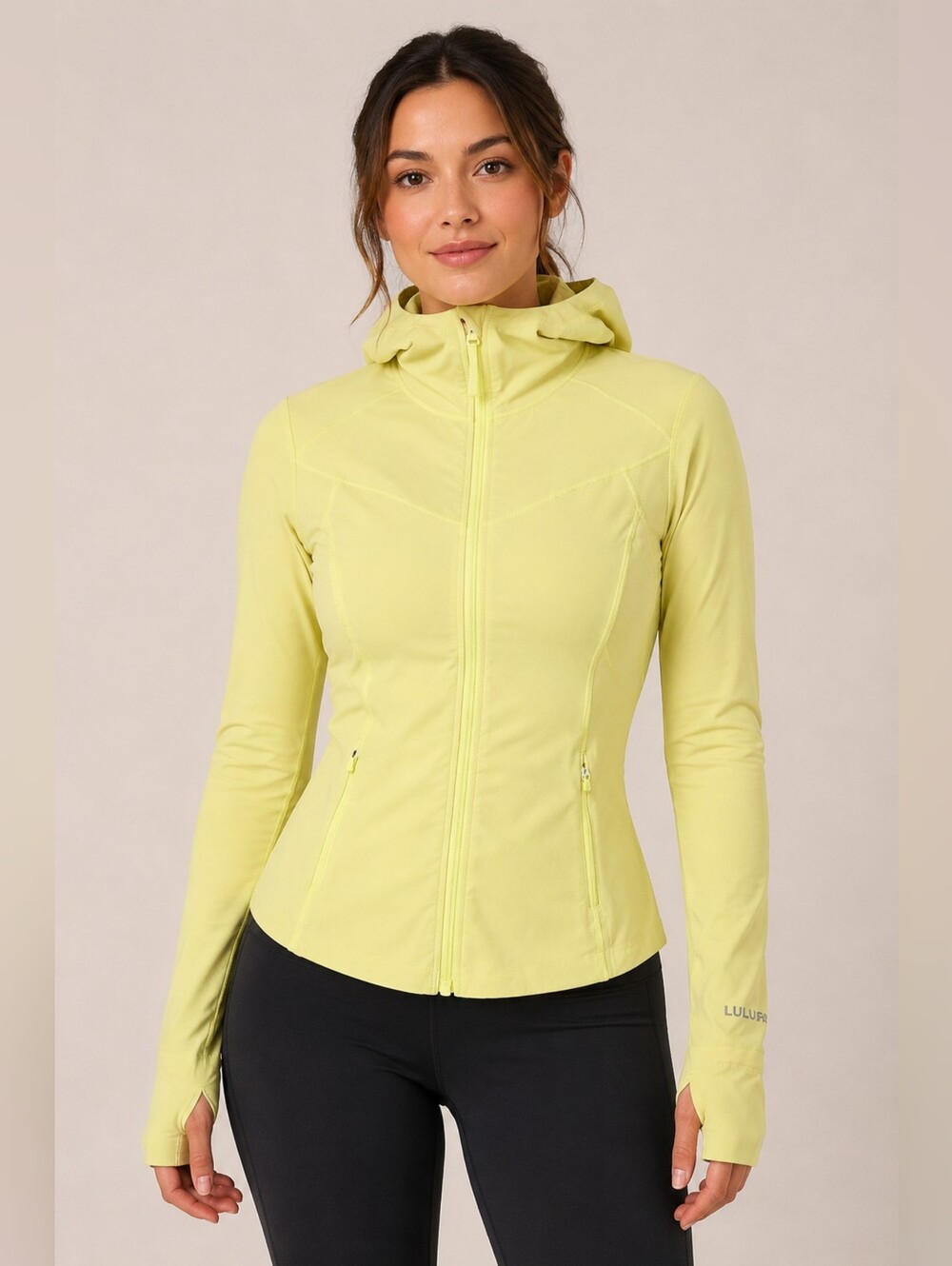 Lululemon Hooded Define Jacket Size 2 Yellow Full Zip Thumbholes Run Pocket